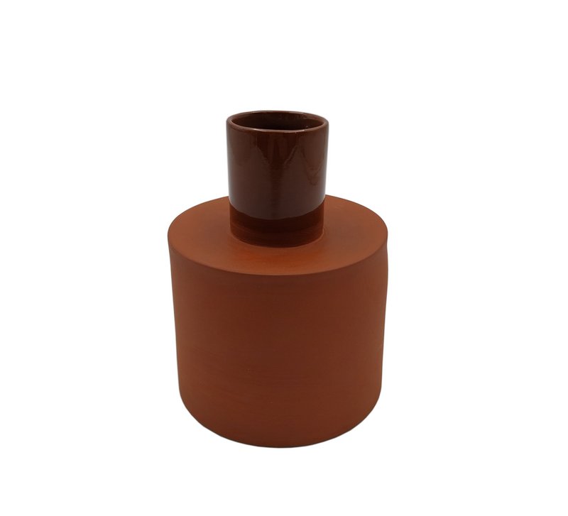 Terra Säulenvase – handgefertigte Keramikvase aus rotem Ton (16,5 cm)