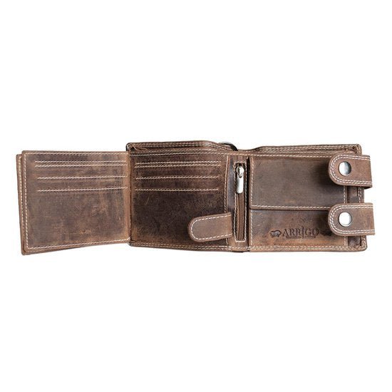 Brieftasche Herren Cognac mit Kette - stilvoller und praktischer Brieftasche aus echtem Leder, geeignet für Männer und Frauen.