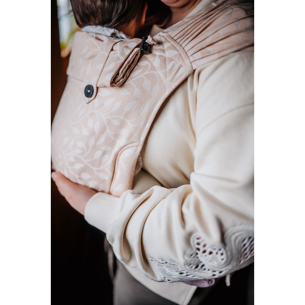 Baby carrier wrap & go baby - floral - soft peach color
