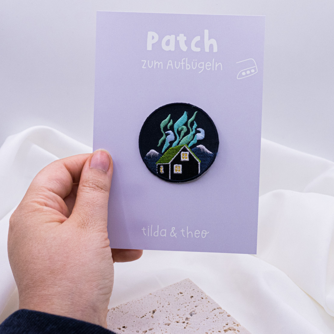 Patch Northern Lights Patch Shirt Iceland House - Gift Shirt Decorate Iron On Patch Travel