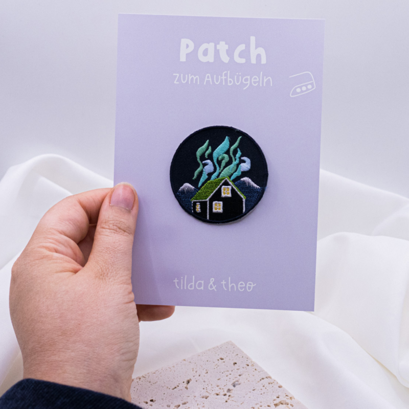 Patch Northern Lights Patch Shirt Iceland House - Gift Shirt Decorate Iron On Patch Travel