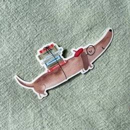 Vinyl sticker dachshund with books