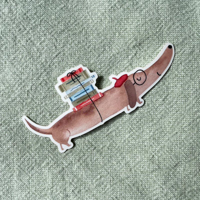 Vinyl sticker dachshund with books