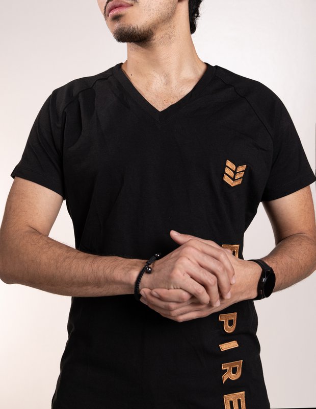 T-shirt Shirt Shirt Shirt Slimfit T-shirt Organic Coton V-Col à col de logo brodé de haute qualité
