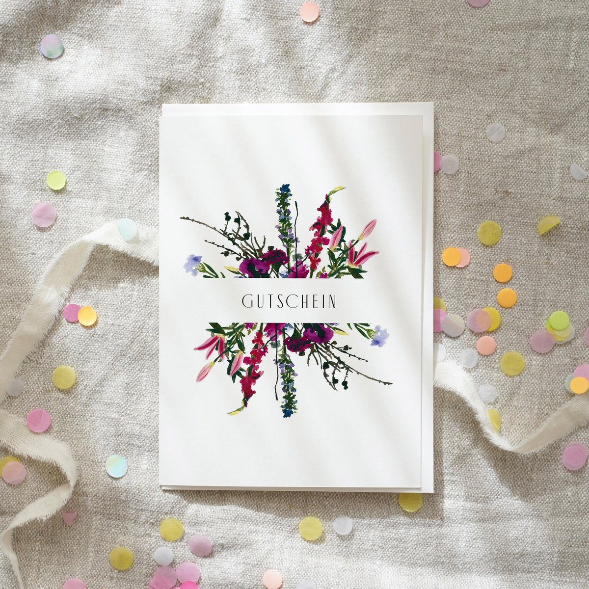 Wenskaartbon | Violette bloemen