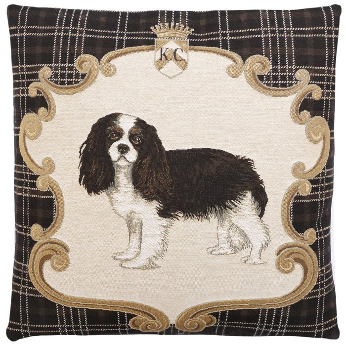 Tartan Dogs King Charles Kissenbezug schwarz