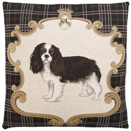 Funda de cojín Tartan Dogs Rey Carlos negro