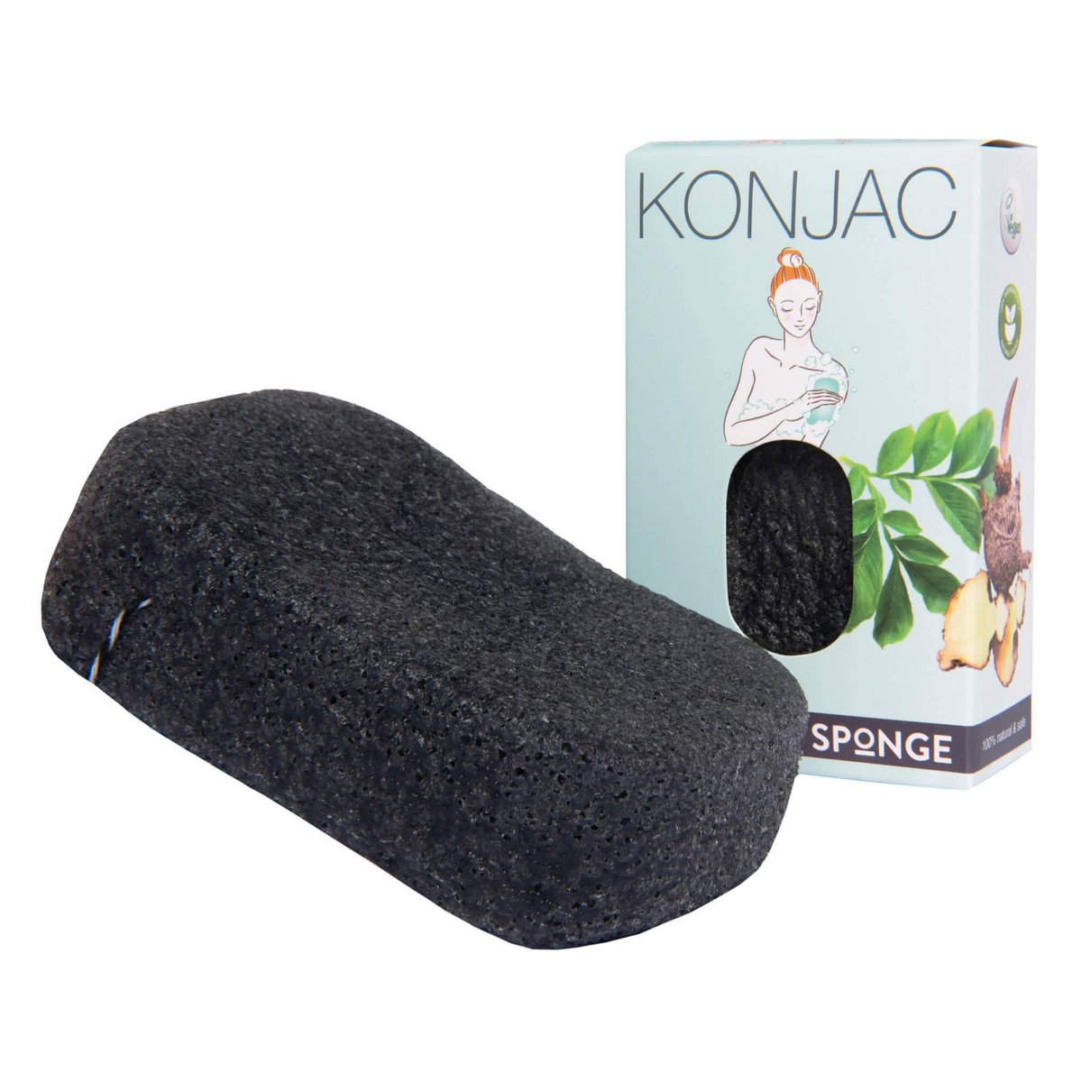 Konjac sponge for the body extra thick charcoal - fat (impure) skin