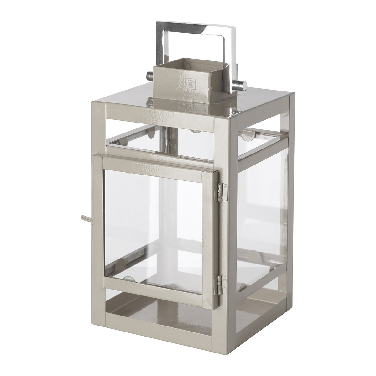 Lantaarn KENIA RVS glas ijzer gepoedercoat glad beige Ø12 cm H20 cm