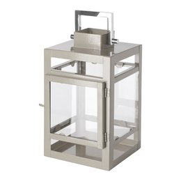 Latarnia KENIA stal nierdzewna szkło żelazo malowane proszkowo gładki beż Ø12 cm W20 cm