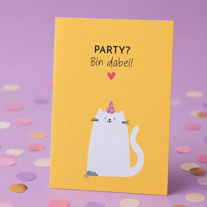 Sjovt kat fødselsdagskort – fest? Jeg er der!