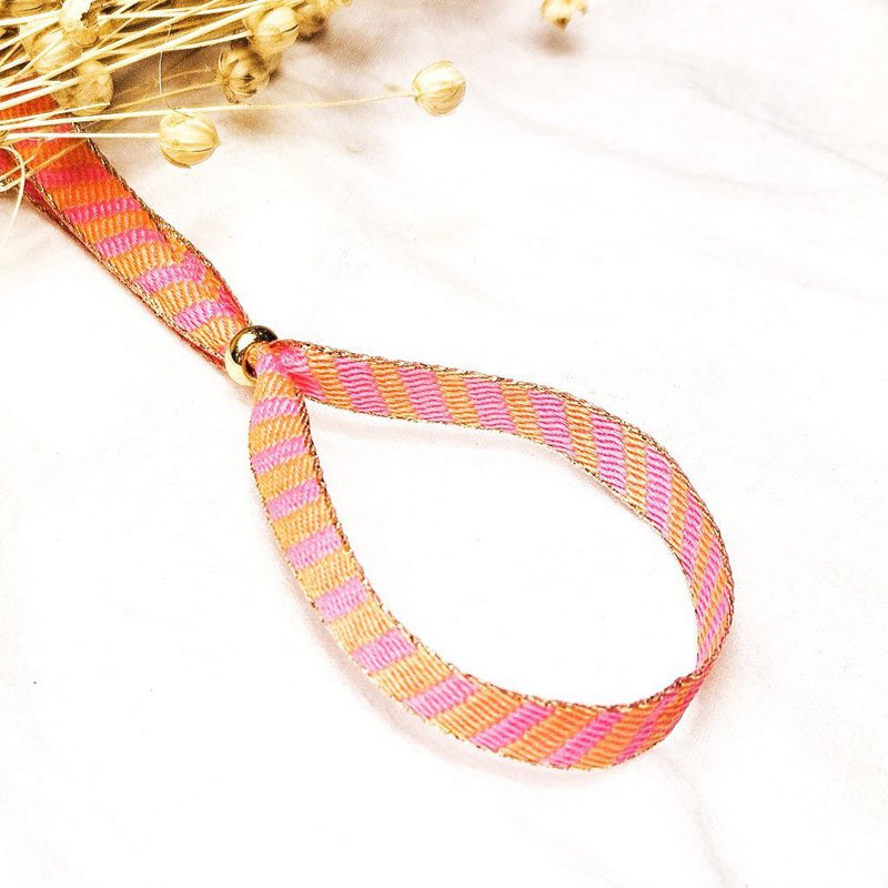 Bandarmband gestreift rosa/orange