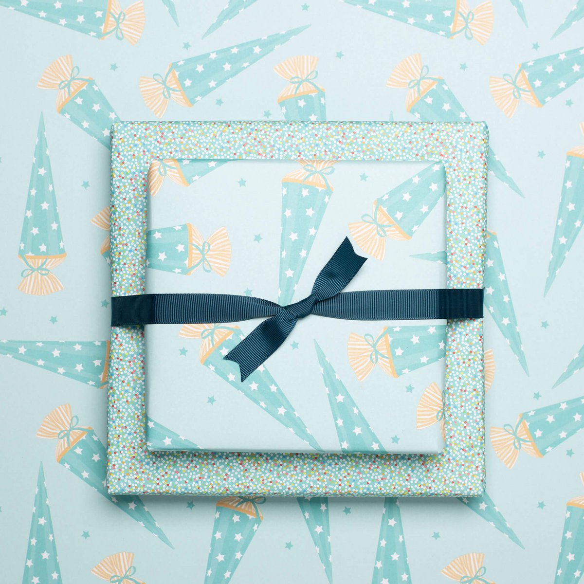 Cinta de regalo gasolina, cinta verde claro fácil de atar, cinta de grosgrain azul oscuro de 16 mm x 5 m para envolver regalos