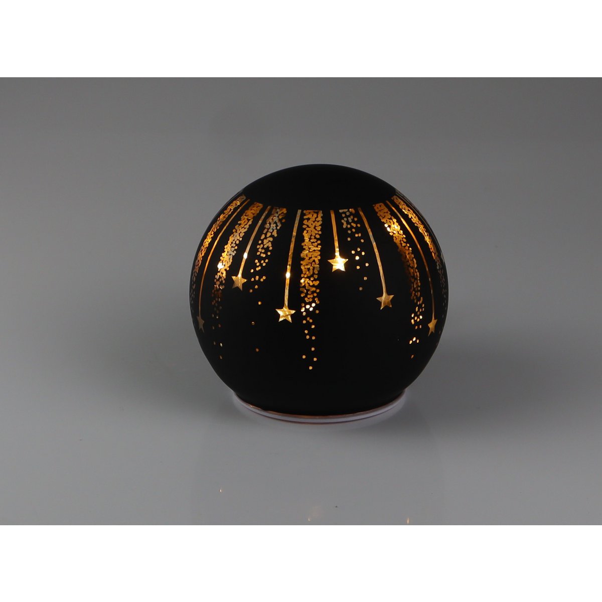 LED Kugel schwarz Sternenregen  Glas 12*12 VE:4