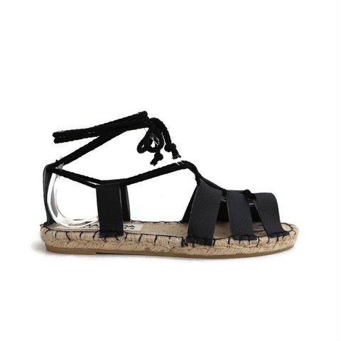 Vegan Espadrilles Gladiator Sandalen - Zwart