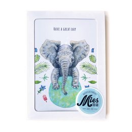 10 greeting cards have a nice day great day with envelope - handpainted - postcard - elephant - parrot - botanical - A6 format