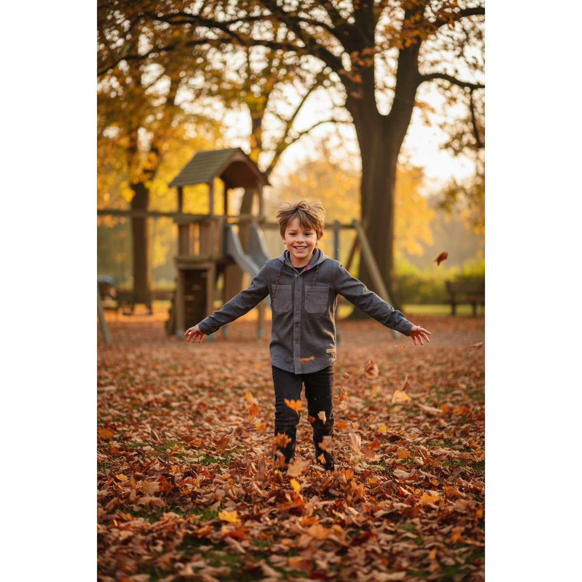 Funkle Boys Overshirt – Grijs Geruit met Capuchon – Casual Luxe