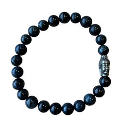 Herrenarmband Falkenauge 8 mm mit Buddha-Perle