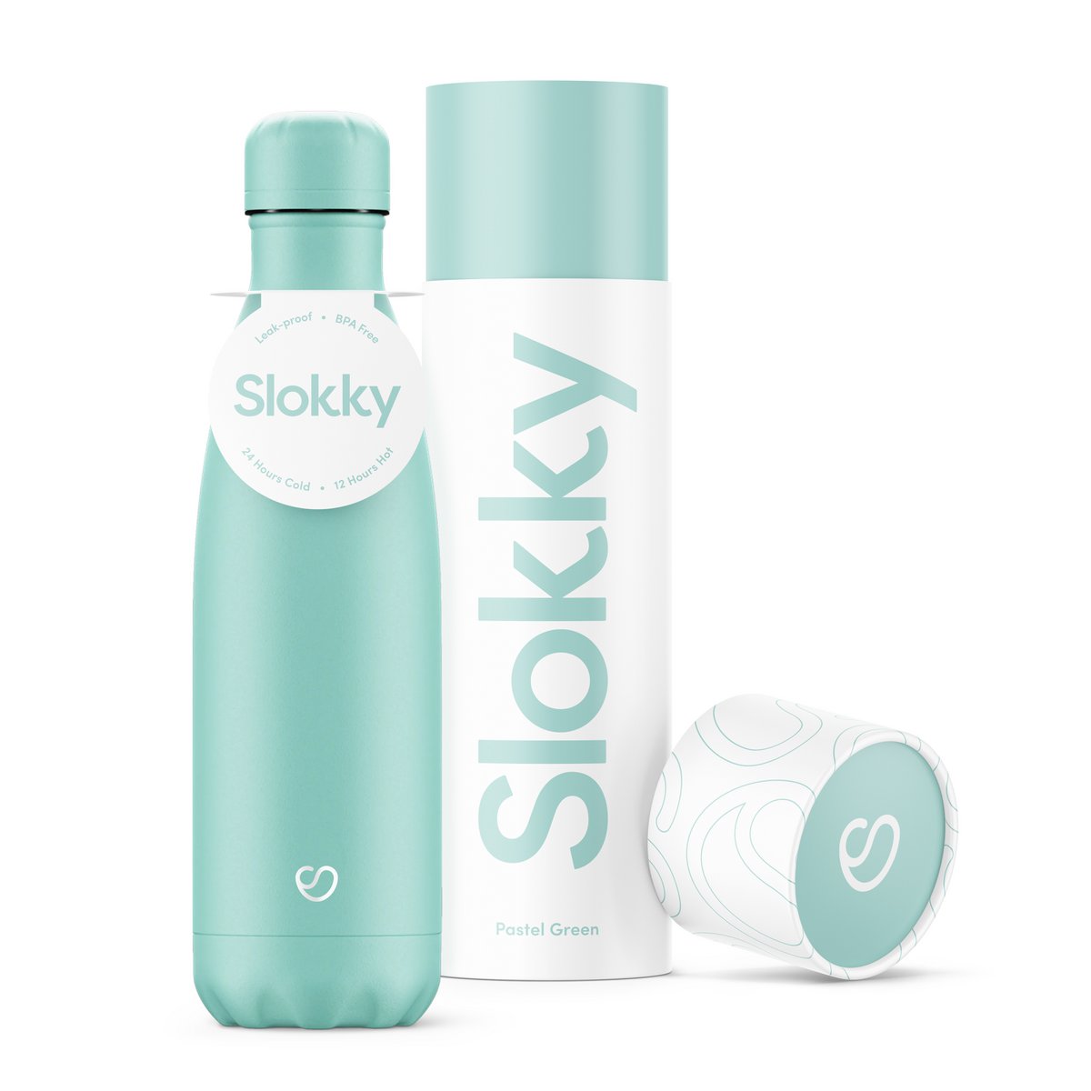 Slokky Pastel Green Bottle & Lid - 500ml