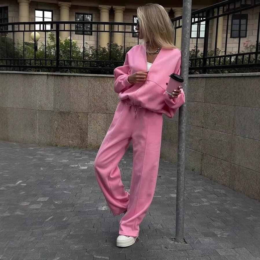 Efterår dametøj lynlås afslappet sweater todelt sæt