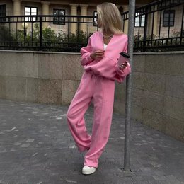 Efterår dametøj lynlås afslappet sweater todelt sæt