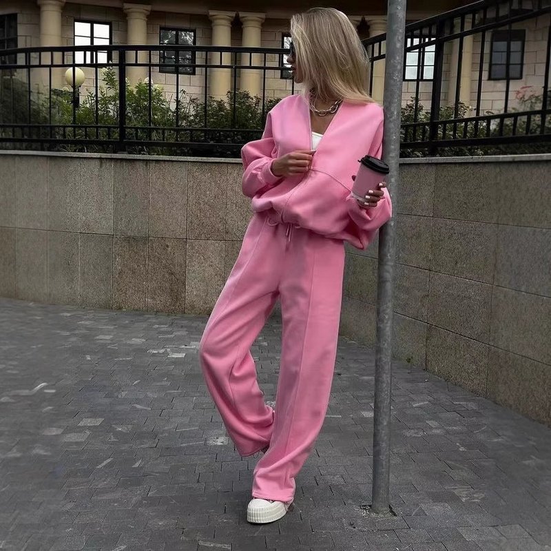 Efterår dametøj lynlås afslappet sweater todelt sæt