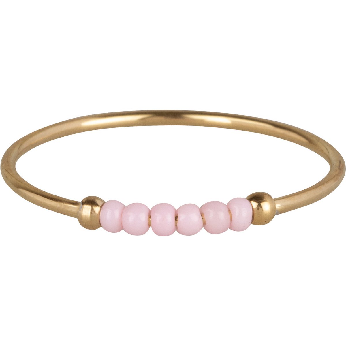 R0980 Bague Anxiété Perles Rose Palmier Plaqué Or