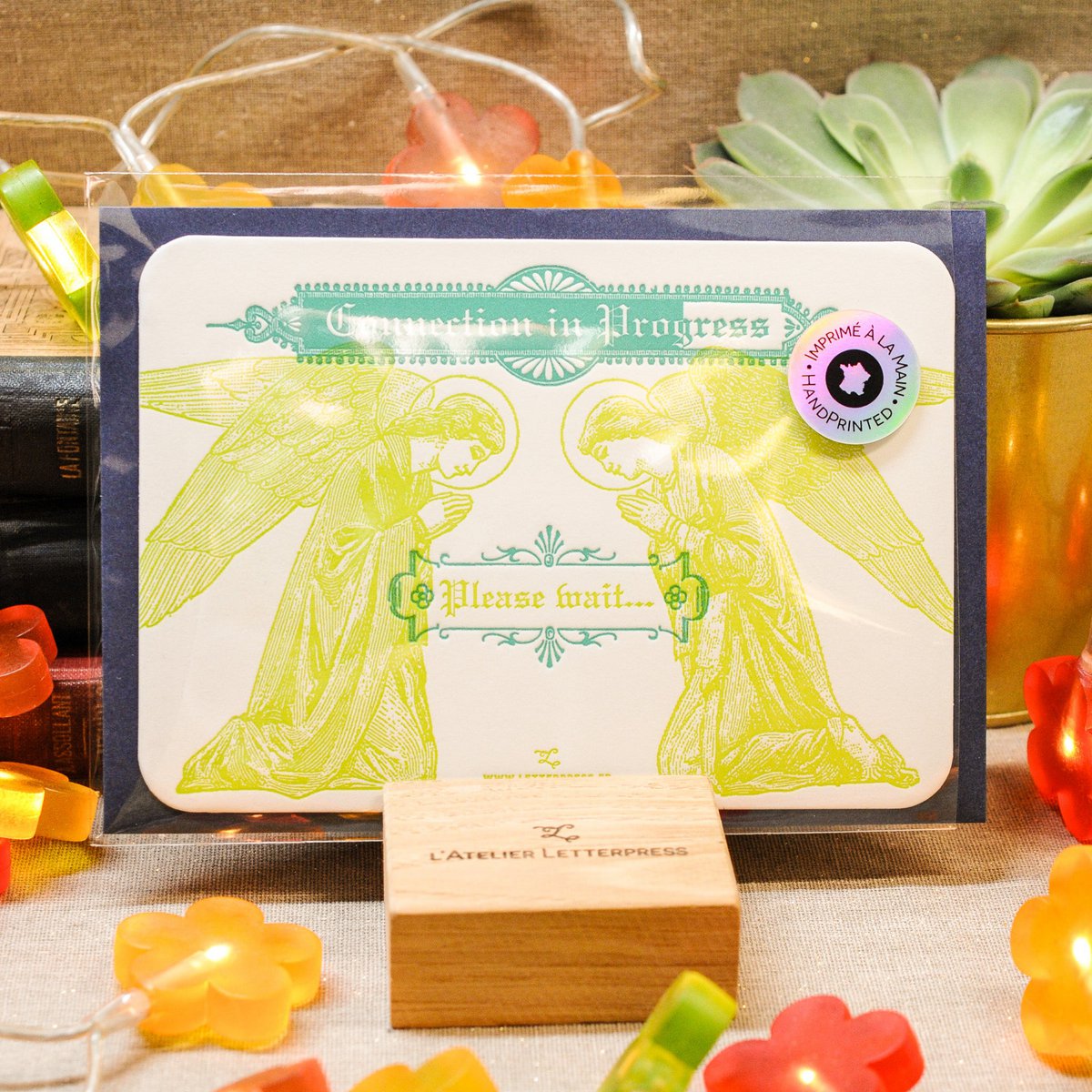 Connected Angels Letterpress Card (with envelope)