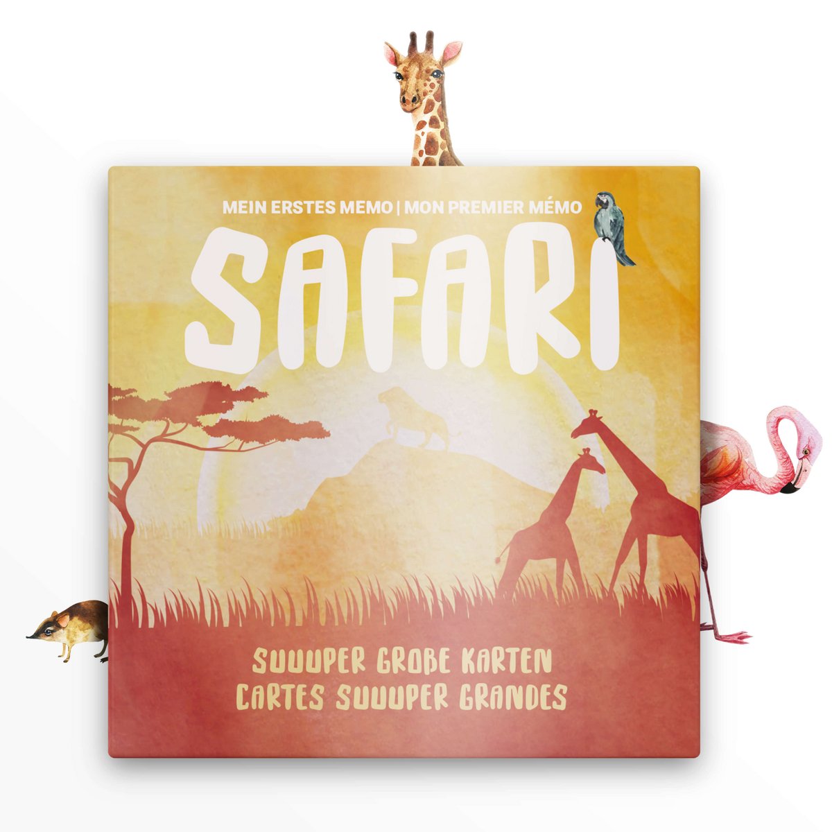 "SAFARI" - Extra groot geheugenspel - Duits en Frans - Animals of Africa - Zeer hoge kwaliteit