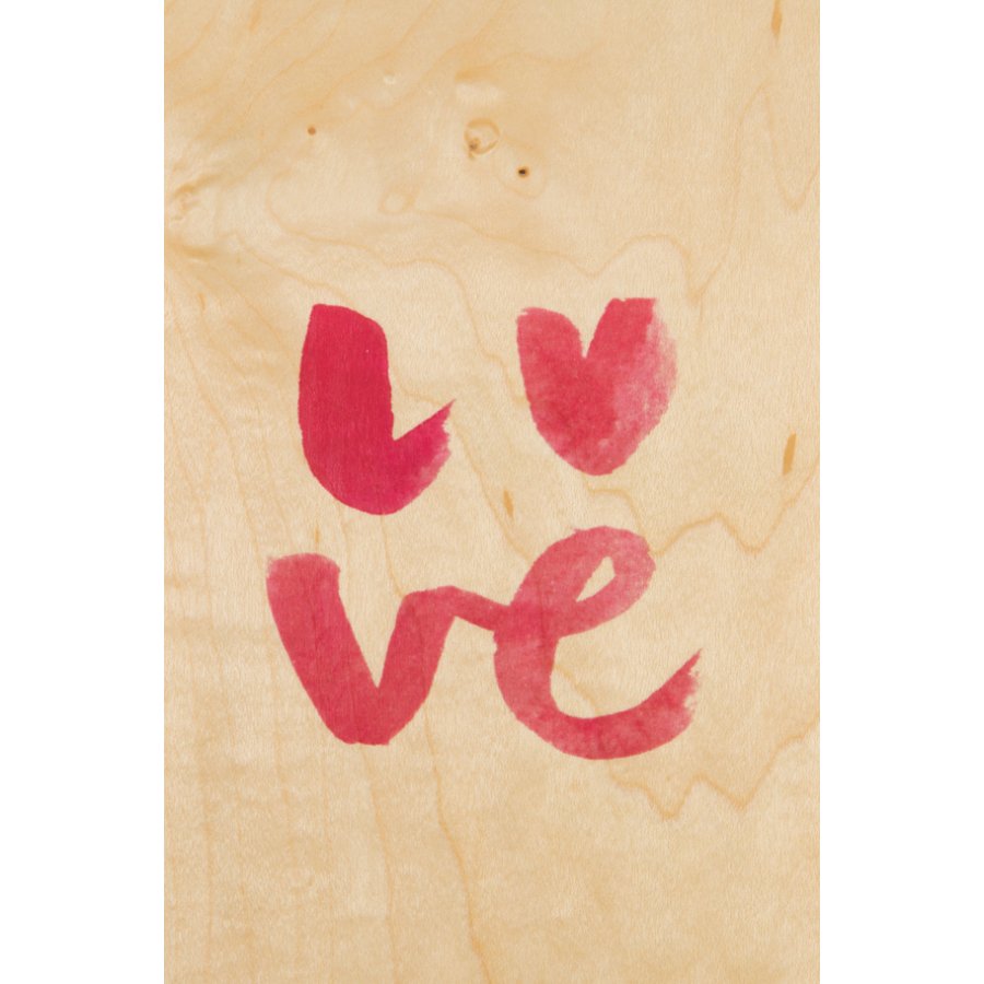 painted words love wooden postcard