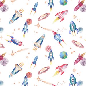 Rockets Children's Wallpaper - Ivory Colour