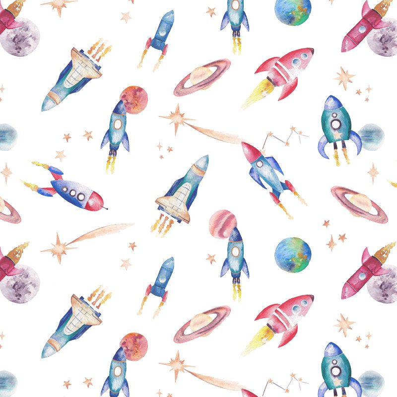 Papel Pintado Infantil Rockets - Color Marfil