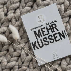 IJzerafbeelding "Minder praten, kus meer!"