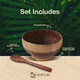 Coconut Bowl Set M • Eco Friendly • Striped