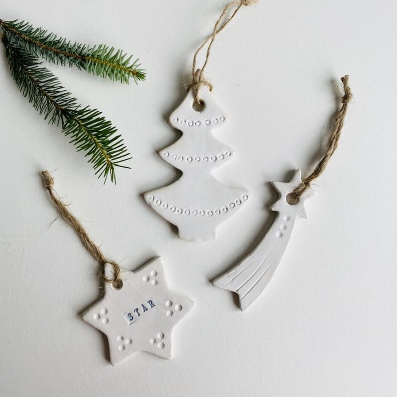 Ceramic Christmas Tree Hangers - Set