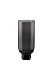 Sobrio florero de vidrio moderno, forma cilíndrica sobre elegante base, gris oscuro, OMAHA14GR