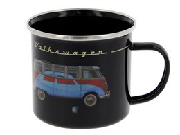 Volkswagen VW T1 Bus Emaljekrus 500ml i gaveæske - Samba & Beetle/Sort