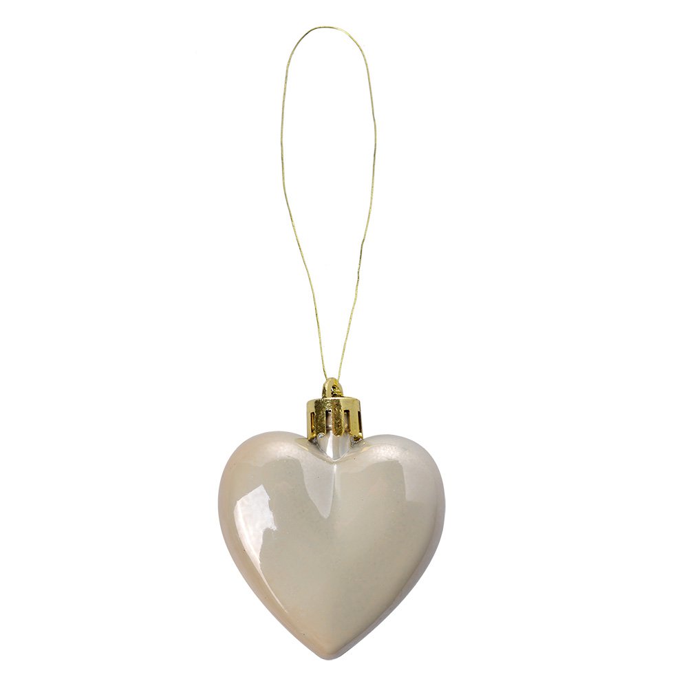 Kerstbal Set van 8 Hart 5 cm Meerkleurig Kunststof