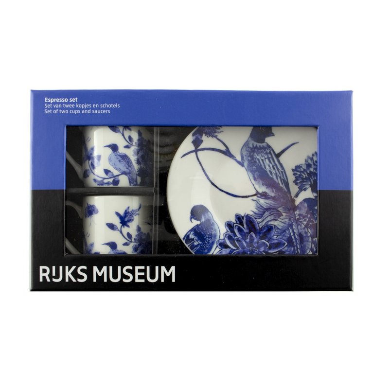 Service à expresso, oiseaux de Delft, Rijksmuseum