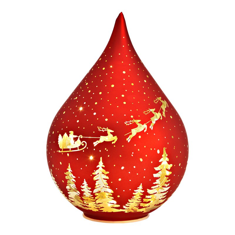 LED Leuchte Tropfen Weihnachtsdekor (exkl. 3xAAA) mit 6/18 Timer aus Glas, Rot (B/H/T) 14x20x14cm