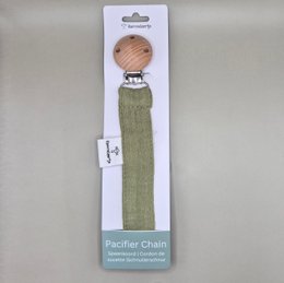 Clip per ciuccio in tessuto idrofilo con clip di fissaggio in legno – Army