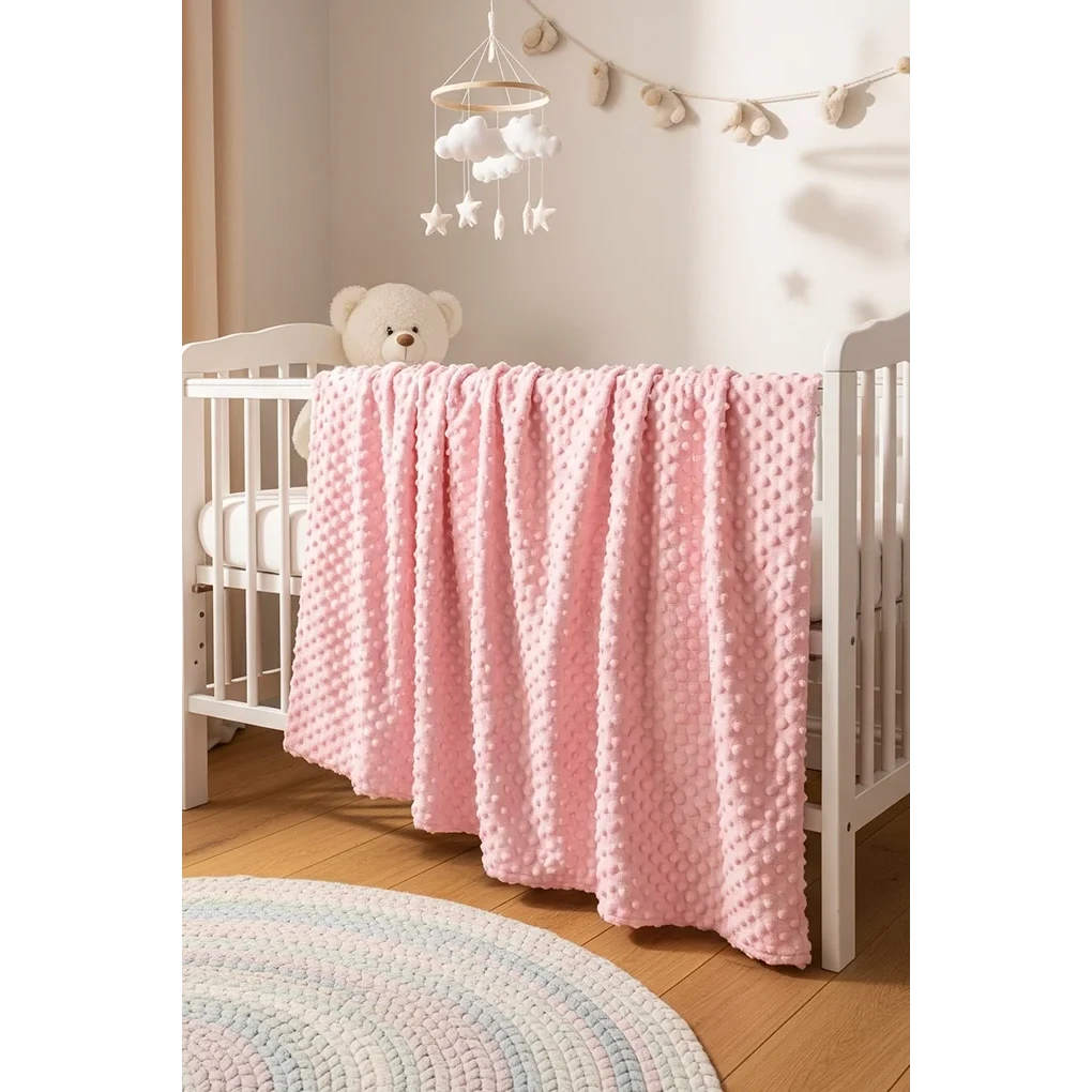 Baby boble-tekstur striktæppe, blå