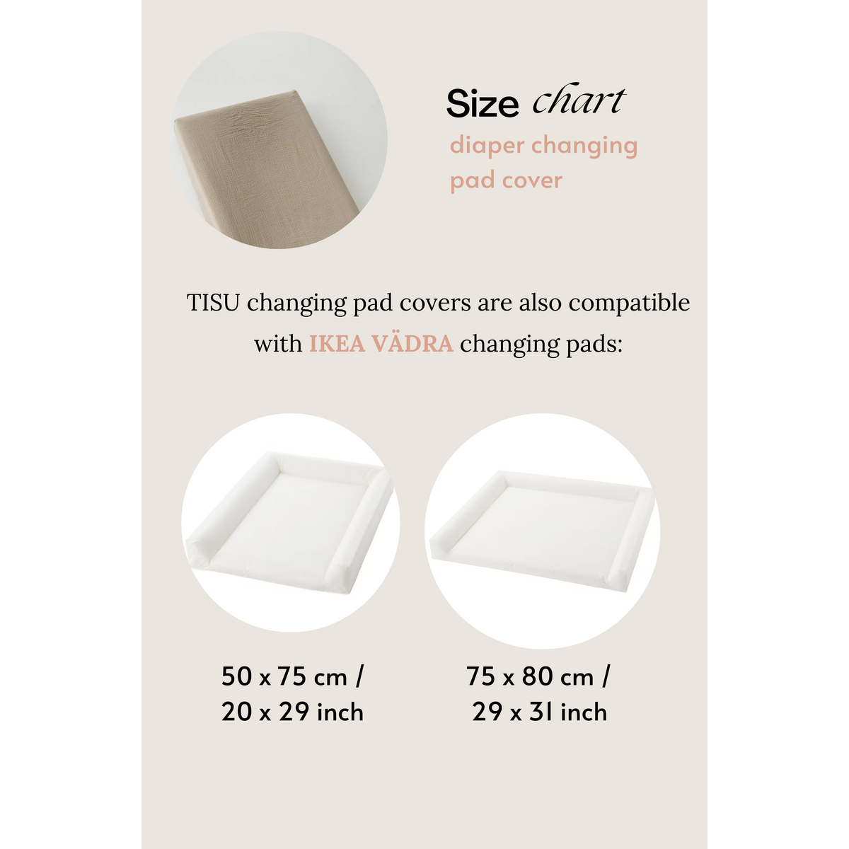 Tisu luierveranderende kussendeksel, beige madeliefje