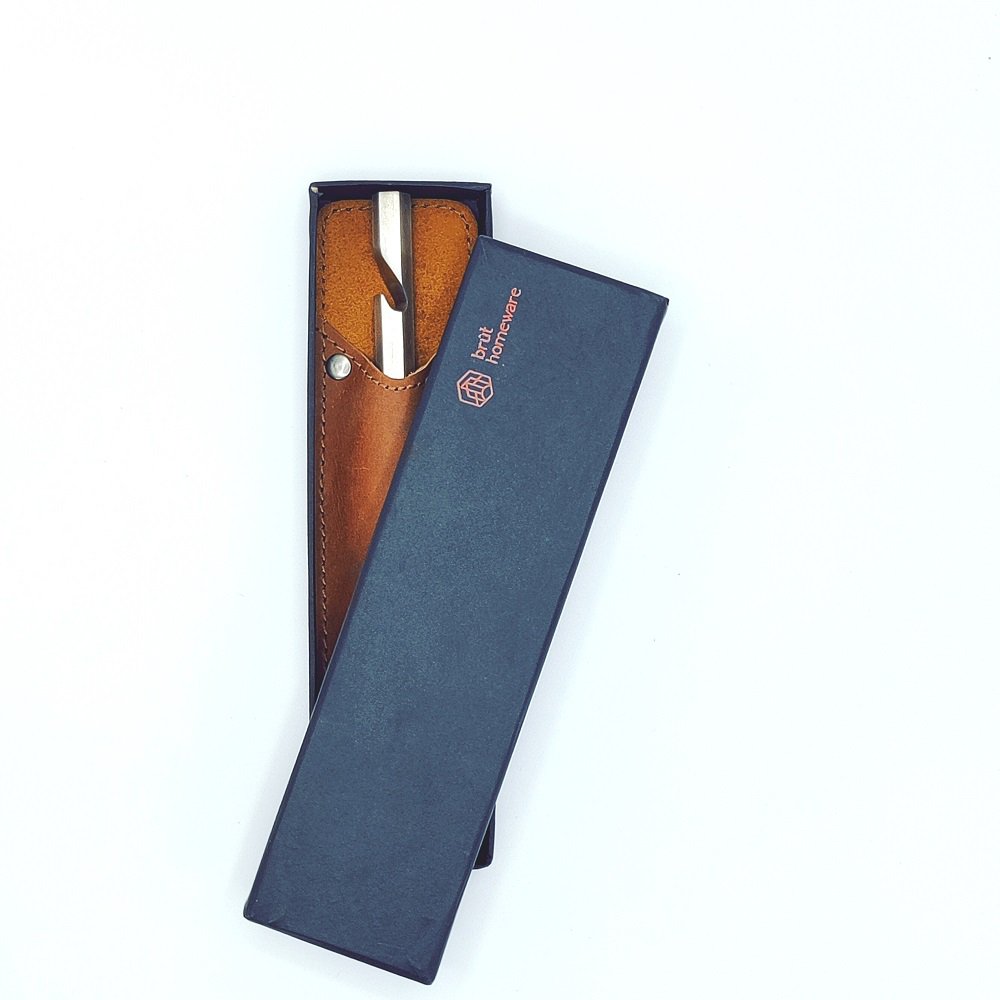 Bottle opener with leather sleeve, Brut Homeware