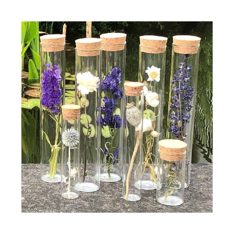 Tube 20 cm med tørret blomst - gave