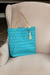 Stoffen cadeauzakjes Tote Style - Luxe Gold Collection - Turquoise / Art Deco