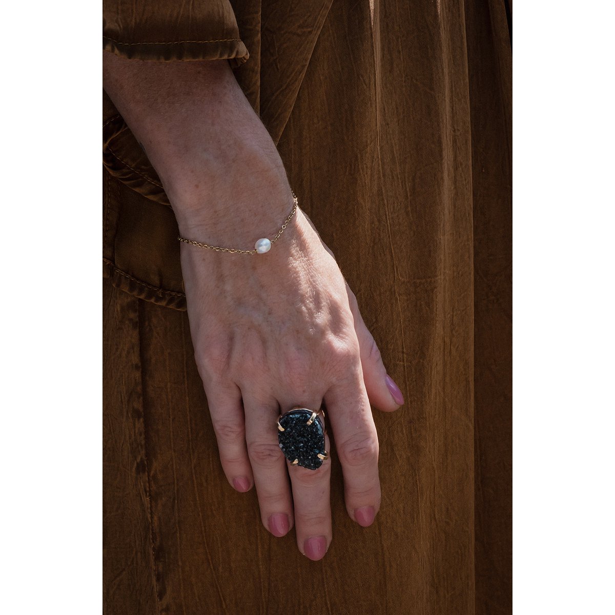 Ring Amarzão Black Druzy