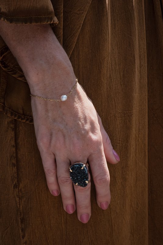 Ring Amarzão Black Druzy