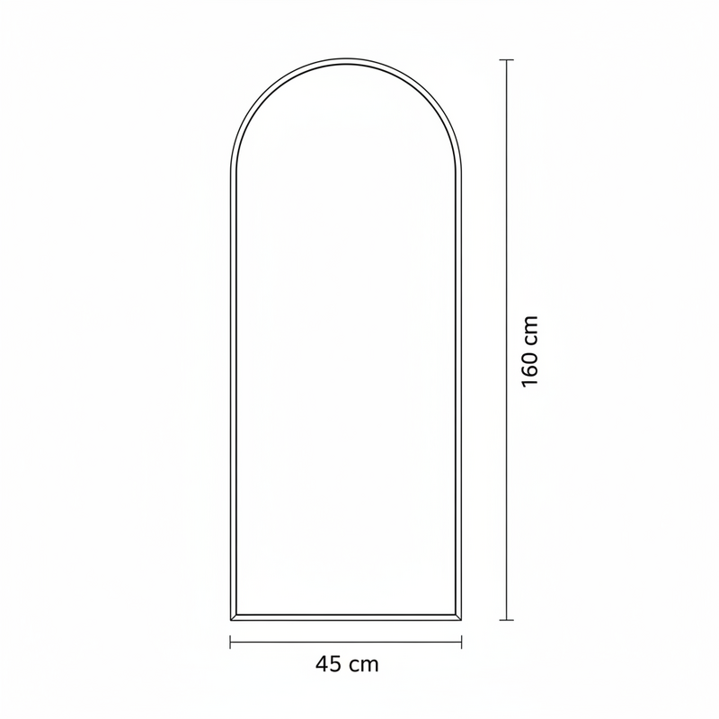 Lustro łukowe Kaja Czarne ze stojakiem 47x160 cm