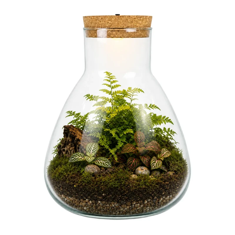 Glass Terrarium with LED Cork W-378F 28.5 cm